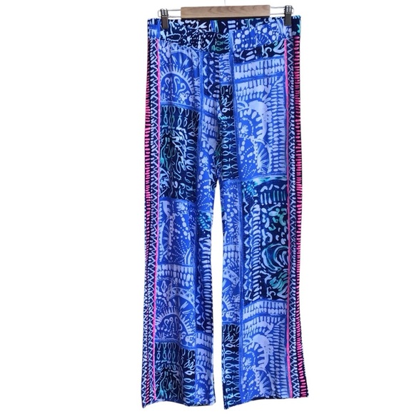 Lilly Pulitzer Bal Harbour Wide Leg Palazzo Pant Deep Indigo Leied Back Batik - Picture 4 of 6